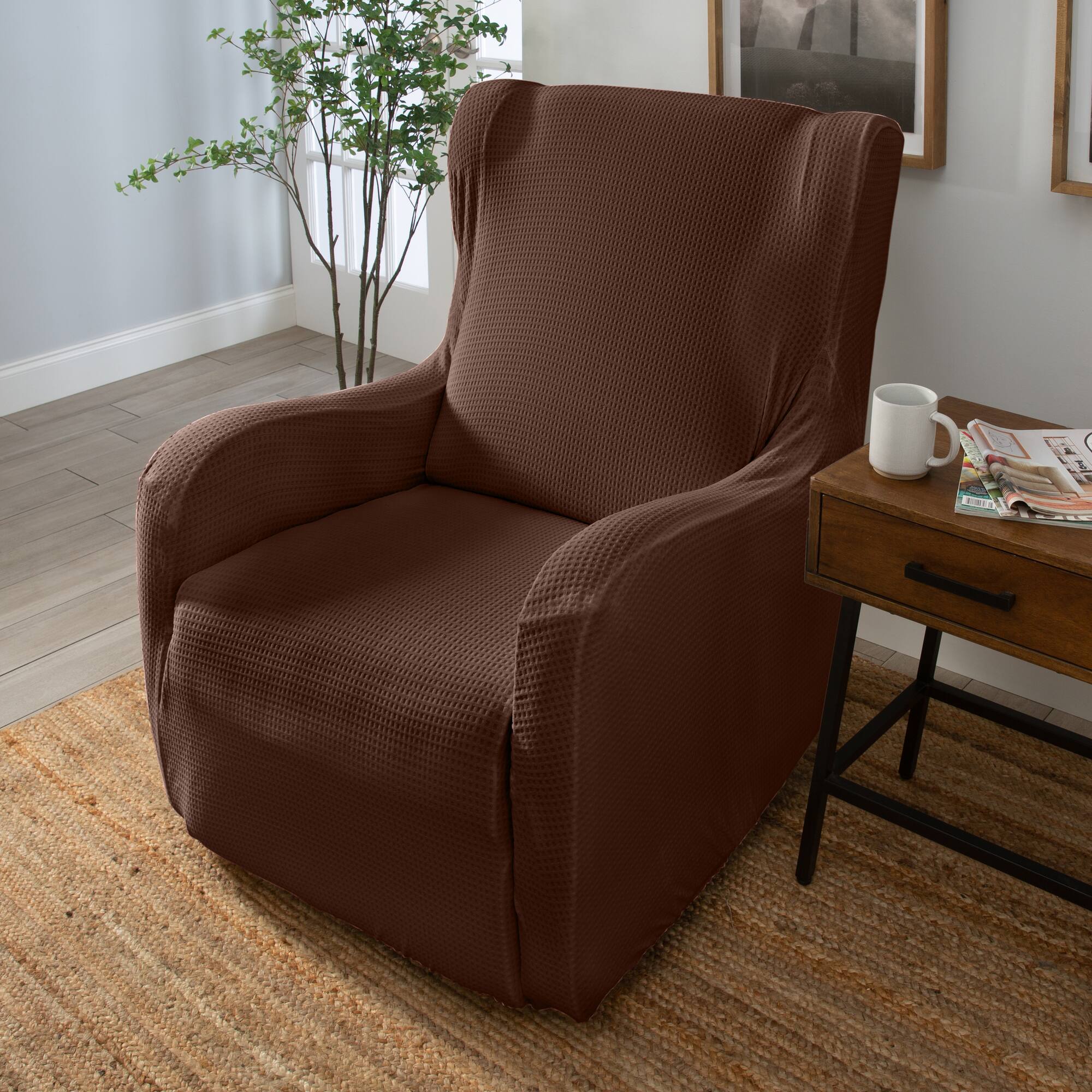 Home Details Waffle Design Chair Recliner Stretch Fit Slipcover